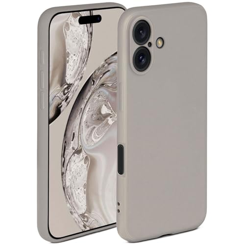 Coque silicone iPhone 16 antichoc taupe protection écran et objectif photo souple