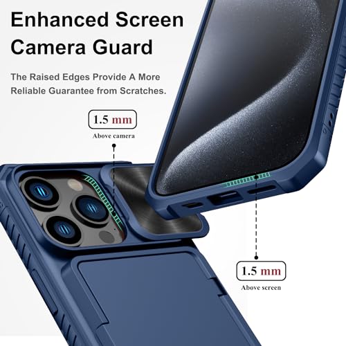 BXYJY for iPhone 15 Pro Wallet Case, Slide Camera Cover, Military Grade Protection, Built-in Credit Card Holder (4-5 Cards), Heavy Duty Men Women Protective Phone Case for iPhone 15 Pro 6.1", Blue by BXYJY - Used condition - Image 6