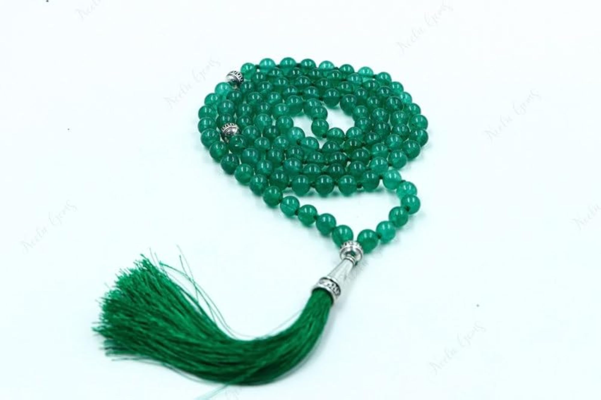Natural Green Onyx Quartz 6MM Beaded Handmade Prayer Mala Necklace