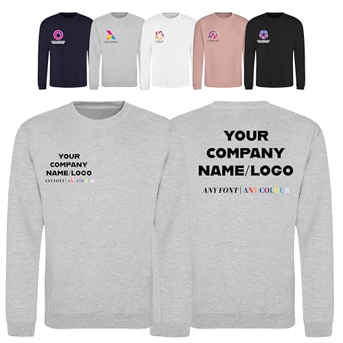 Varsany Personalised Mens Womens & Kids Sweatshirt UK - Customise With Any Text And Photo, Long-Lasting Print Heather Grey