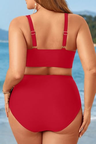 Aqua Eve Women Plus Size Two Piece Swimsuit High Waisted Bikini Set Tummy Control Bathing Suit2