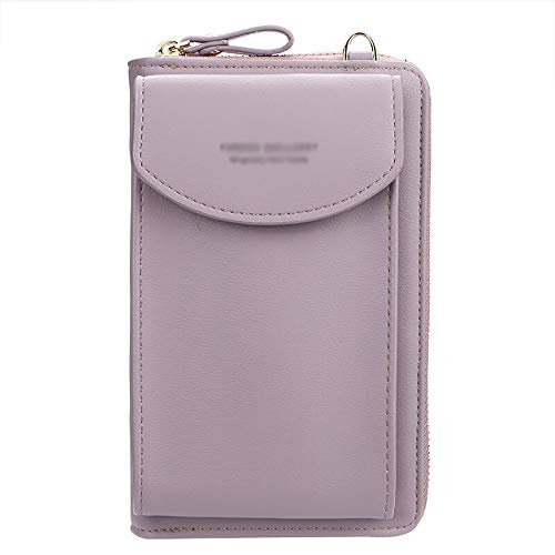 Preisvergleich Produktbild Crossbody Tasche Handy Geldbörse für Damen, große Kartenfächer, Handtasche,Multifunktions-Clutch mit Reißverschlusstasche (Violett)