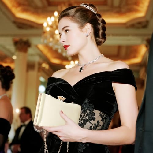 Image of RNIEGA Clutch Purses for Women, Evening Bag with Detachable Chain Ladies Sparkling Party Handbag Wedding Bags