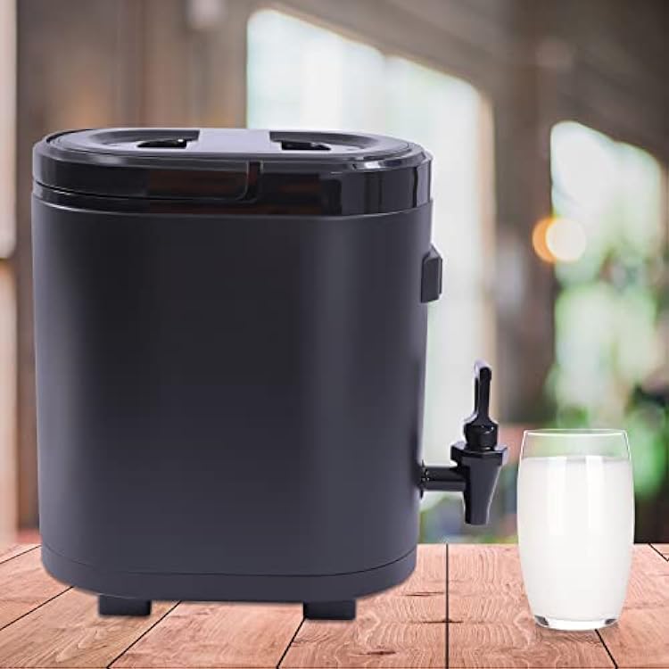 2.11Gal/8L Insulated Beverage Dispenser, 304 Stainless Steel Thermal Hot Cold Drink Dispenser with Spigot, 24H Temperature Retention Beverage Server for Tea Coffee Milk Juice, Oval Black