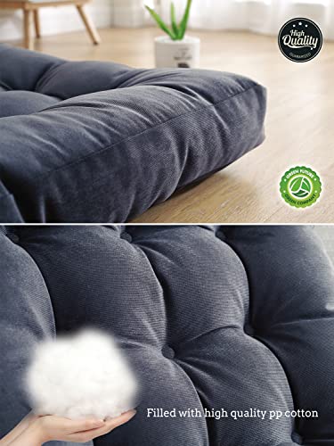 Round Floor Seat Pillows Cushions 22" X 22", Soft Thicken Yoga Meditation Cushion Pouf Tufted Corduroy Tatami Floor Pillow Reading Cushion Chair Pad Casual Seating For Adults & Kids, Navy Blue #TOP2