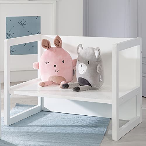 Roba: Country-Farmhouse Bench: White Wood - Chic Children’s Bench, Adjustable Seat Height, Converts Into A Table, Toddler & Kids, Ages 2+ #TOP1