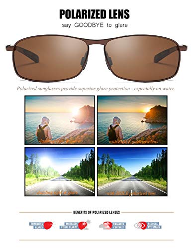 Zhile Rectangular Polarized Sunglasses Anti Reflective Coating Lens Spring Hinge Uv400 (Brown, Amber With Ar Coating) #TOP3