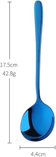 Miniatura 2 de 4 cucharas de sopa redondas de acero inoxidable, cucharas de caldo de cabeza redonda de 6.88 pulgadas, cuchara coreana de acero inoxidable pesado,