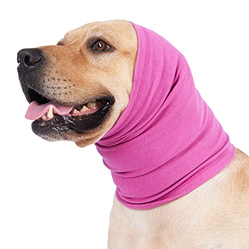 Image of Dog Head Cover Keep Calm Comfort Anti Anxiety Relief Protection Dog Ear Wrap for Noise Cancelling Rose L