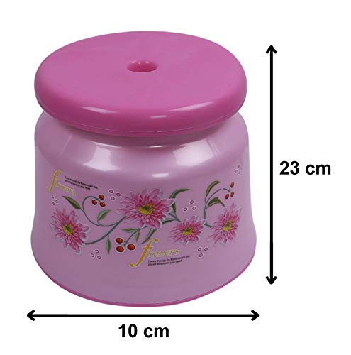 Image of Heart Home Round Strong Plastic Stool or Bathroom seat (Pink)- Pack of 2