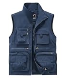 OlyljpinZ Gilets de Pêche pour Homme Multi-Poches Gilet de Plein air À Séchage Rapide Gile...