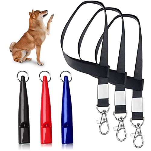 Silbato de Perro para Detener ladridos, silbatos de Perro para Recordar en 3 Colores de plástico para pájaros y Perros, Silbato de 210.5 con cordón para Control de Corteza de Retirada - 3 Paquetes Cover