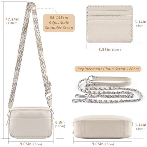 BROTOU Handy Umhängetasche Echtes Leder Crossbody Bag mit 2 Breitem Schultergurt Kartenhalter, Schwarz UmhäNgetasche Damen Leder UmhäNgetasche Damen, Kleine Tasche Damen mit 3 Fächern – Bild 5