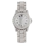 Halukakah Diamonds Gold Watch Iced Out,Men's Platinum White Gold Plated 39MM Width Round Dial Quartz Wristband 8.9',Comes with Giftbox