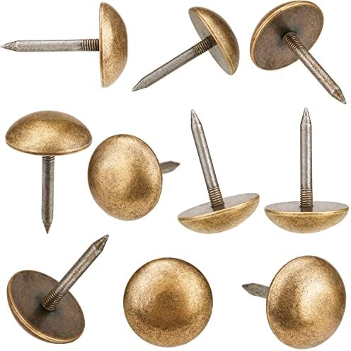 Retro Solid Pure Brass Tacks as Antique Upholstery tacks for Furniture, Decorative Push Pins for Wood,Carpet Tacks,Hardware Tacks,Cap tacks,Thumb Tacks,Brass Fasteners(7/10",18mm Brozen Color,10 Pcs )