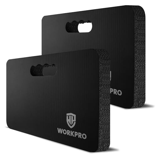 WORKPRO Coussins de Genoux de Jardinage 2 Pièces, Genouillère Travail Noir, Tapis Jardin Extérieur, Tapis Extra Épaisse pour Jardin, Bain Bébé, Yoga et...