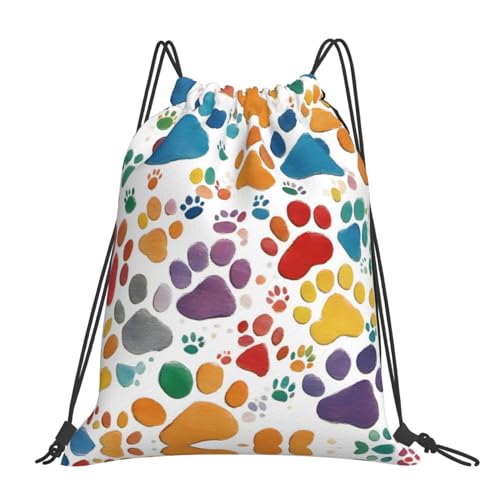 KoNsev Paw Prints - Mochila con cordón para el gimnasio, impermeable, con cordón, bolsa de natación, blanco, Talla única