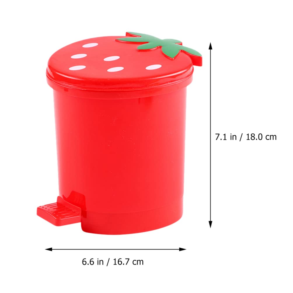 NUOBESTY Mini Bin Bin Desktop Strawberry Trash Can Holder: Mini Trash Can Wastebasket with Lid Cartoon Fruit Table Rubbish Paper Containers Bucket for Home Office Red Bathroom Small - Image 2