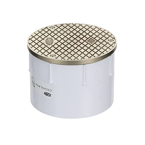 Zurn Co2450-Pv4 Adjustable Floor Cleanout, Nickel Top, 4" Pvc, Brass #TOP3