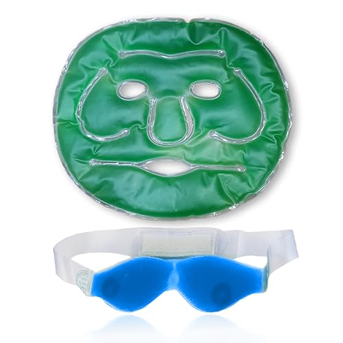 Image of Aqua Ice Face & Eye Cooling Gel Mask and Aloe Vera Gel Mask Ice Pack for Face and Eye Patches Remove Dark Circles, Fatigue Cool Eyes Patch Pads Eye Care | Facial Skin Refresh Face Mask for Hot & Cold Therapy (Large Aloe Face Mask, Eye Mask)