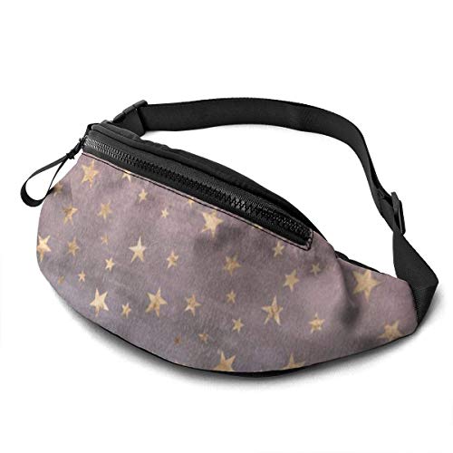 XCNGG Bolso de cintura corriente bolso de cintura de ocio bolso de cintura bolso de cintura de moda Sunset Rose Gold & Watercolor Stars Waist Pack Bag for Men Women,Casual Fanny Packs with Headphone S