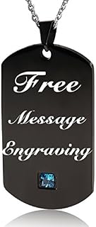 Linni Men Women Free Engraving Stainless Steel Plain Dog Tag Pendant Necklace with 24 Inch Chain
