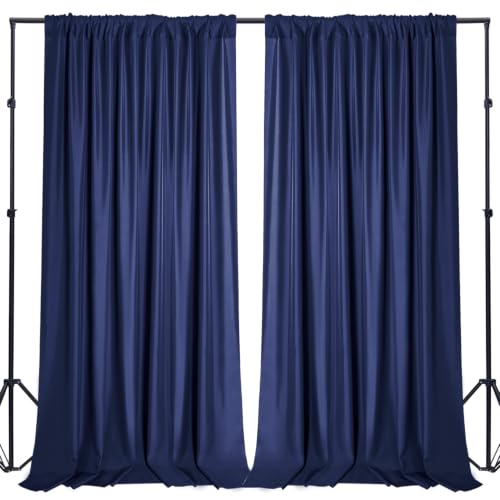 Sugargirl 10x10FT Navy Blue Backdrop Curtains Polyester Photo Backdrop Drapes Curtains 2 Panels with Rod Pockets for Party Birthday Wedding Photography Home Decoration