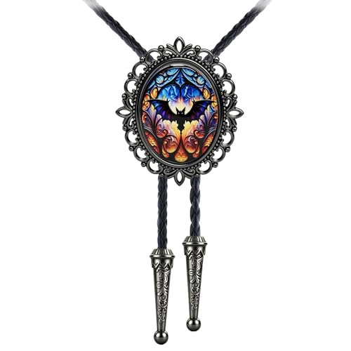 Image of Jeilwiy Bolo Tie for Men Western Cowboy Gothic Bolo Tie Necklace Halloween