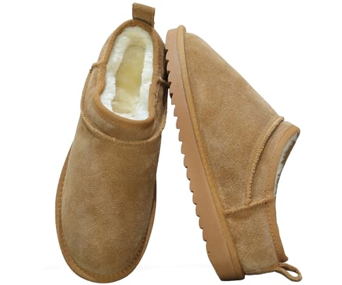 Womens Classic Micro Boot Mini Low-top Boot Fashion Slippers Slip on For Fleece Lined Suede Comfy Short Ankle Boots