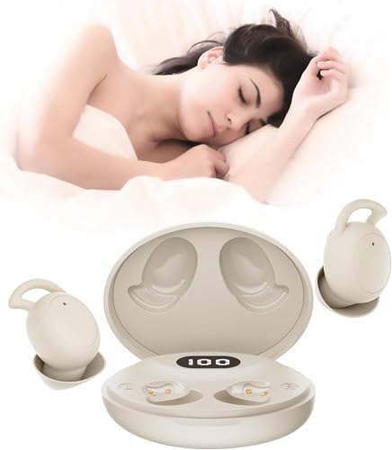 Netmetic Sleep Earbuds for Side Sleepers Sleepbuds Comfortable Noise Blocking Noise Cancelling Ear Buds Bluetooth 5.3 Tiny Headphones for Sleeping Sport (Beige)