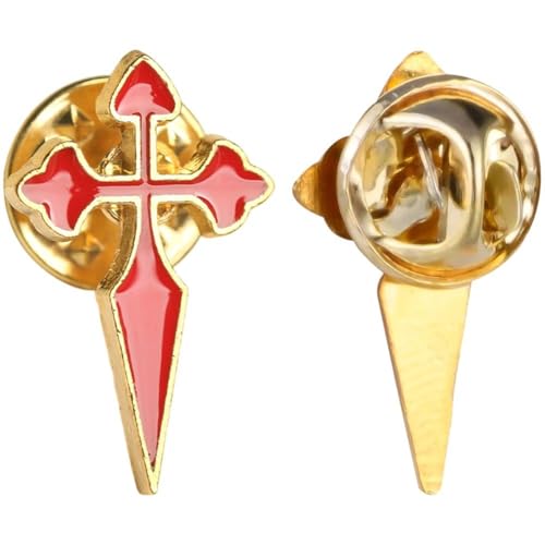 vepoty 2 Piezas De Insignias del De Santiago, Pin De Solapa con Cruz Cristiana, Pin De Esmalte con Fe Cristiana para Chaqueta, Sombrero, Bolso, Accesorios De Ropa