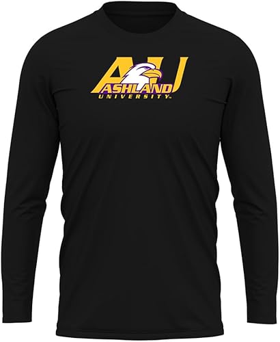 Camisa deportiva de manga larga oficial de la NCAA Collegiate para hombre, colección negra con logotipo primario