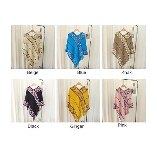 Lexenic Ethnic Style Tassel Knitted Poncho,Women's Retro Pullover Tassel Shawl,Womens Ponchos and Wraps,Poncho Sweater Women3