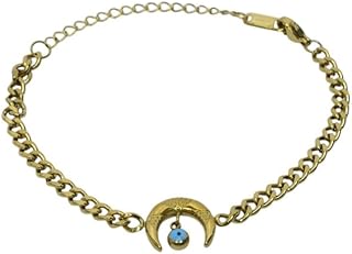 Stainless Steel Crescent Moon Bracelet For Girl - Gold Blue