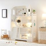 Wooden Dollhouse Bookshelf, 3-Tier Kids Dollhouse Bookcase for Books & Toys Storage Organizer Shelves, Large Doll House for Kids Rooms, Playroom, Nursery, Classroom Gift for Aged 3+