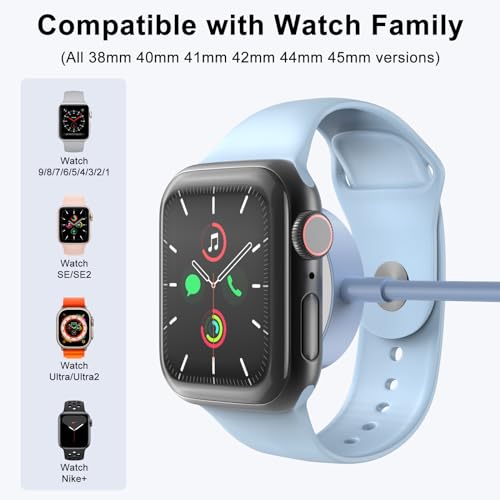 2Pack Blue for Apple Watch Charger USB Magnetic Wireless Fast iWatch Charger Portable Compatible with iWatch Ultra/Series 9/8/7/6/SE/SE2/5/4/3/2/1-[3.3FT] by Amasuki - Image 2