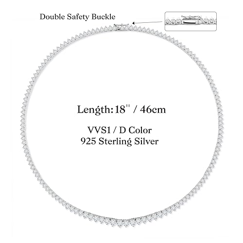 Gradual Tennis Necklace for Women: VVS1 D Color 925 Sterling Silver Chain - 14k White Gold Plated Moissanite Lab Diamond Jewelry for Anniversary Wedding Birthday2