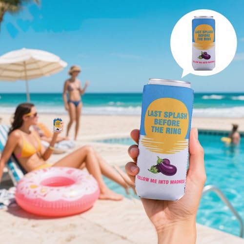 Image of 12 PCS Bachelorette Party Can Cooler Sleeves Insulated Neoprene Drink Holder for Bridesmaid Gifts Bridal Shower Decorations, Bachelorette Party Favors, 12 oz Slim