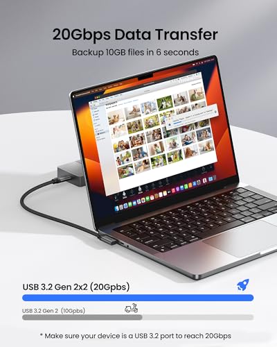 Image of Silkland 20Gbps USB C Data Cable Right Angle, 1.6FT USB C to USB C Cable