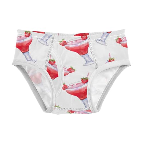 Cute Pink Strawberry Cocktails Boy Briefs Cotton Boys' Underwear Soft Breathable Briefs Underwear