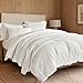 EVERGRACEHOME Cotton Coverlet Set Full Queen Size 3 Pieces, Lightweight Soft Ribbed Matelassé Bedspread Quilt Set, Cozy Oversized Quilted Bedding Set with 2 Pillow Shams for All Seasons, Ivory White