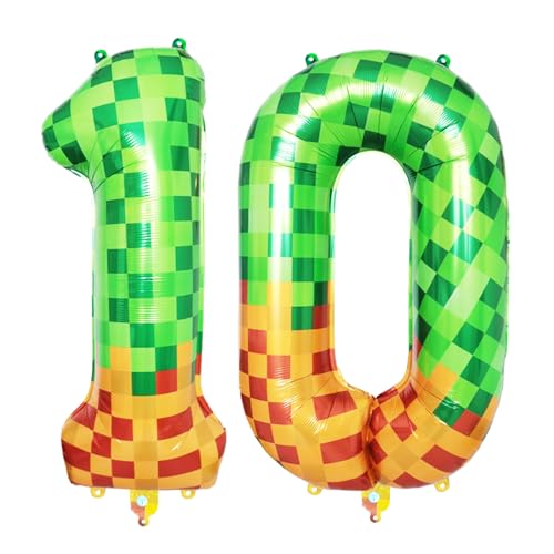 40 Inch Pixel Foil Number 10 Balloon for 10th Anniversary Birthday Decor