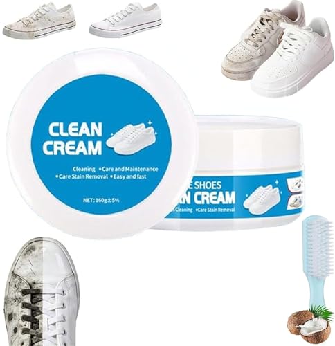 Figskey White Shoe Cleaner Cream,Multipurpose No-Wash Solid Comes,White Shoes Clean Cream,Shoe Stain Remover,Portable and Convenient (1 Pcs)