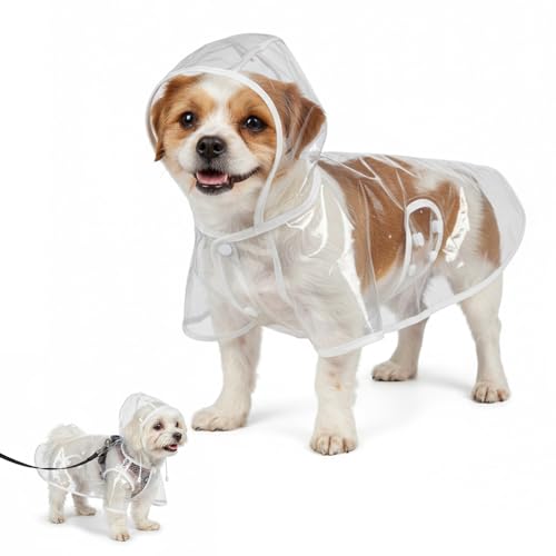 Hadnves Clear Dog Raincoat for Small Medium Dogs