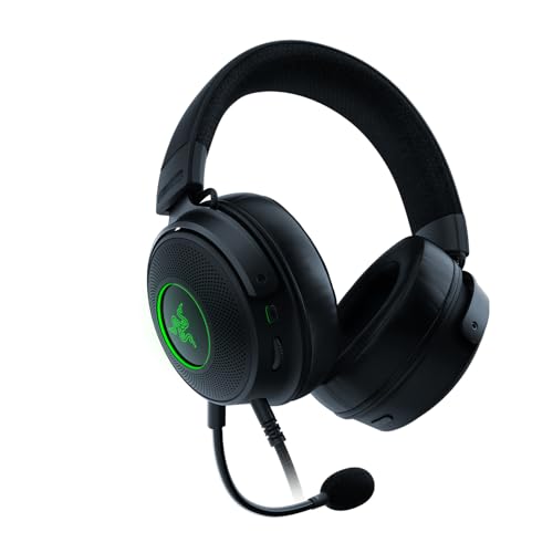 Razer Kraken V3 Hypersense - Casque Gaming USB Filaire avec Technologie Haptique (Haut-parleurs TriForce de 50mm, Son Spatial THX, Microphone Amovible Cardioïde HyperClear) Noir