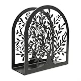 YJDOORPLAY Servilletero de metal, con diseño de árbol hueco para cocina, cafetería, mesa de comedor, dispensador de servilletas para uso doméstico y de oficina (negro)