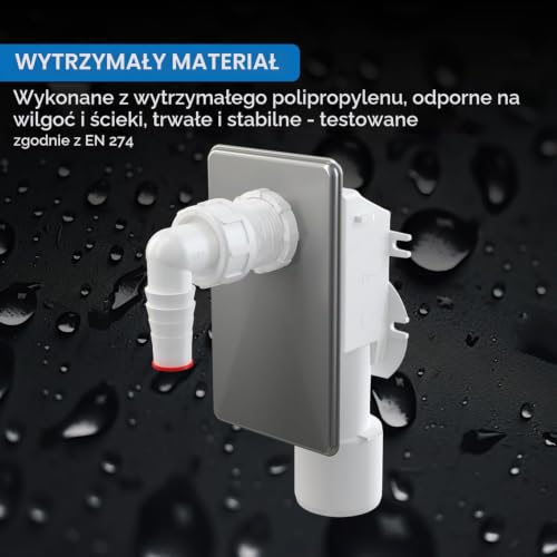 kör4u Syfon podtynkowy do pralek z osłoną ze stali nierdzewnej, podtynkowy syfon do pralki, przyłącze do pralki