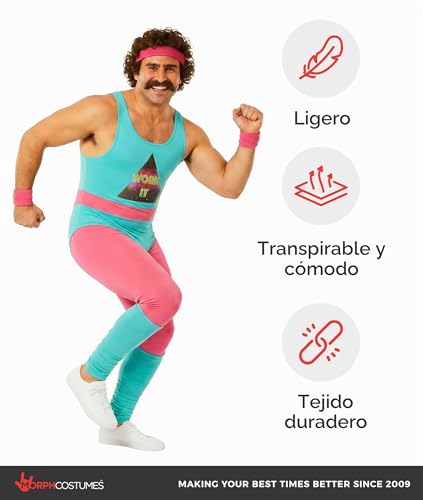 Miniatura 7 de Fun Shack Disfraz Aerobic Años 80 Adulto,Disfraces Años 80 Adulto, Despedida Soltero, Disfraz Hombre Carnaval - M