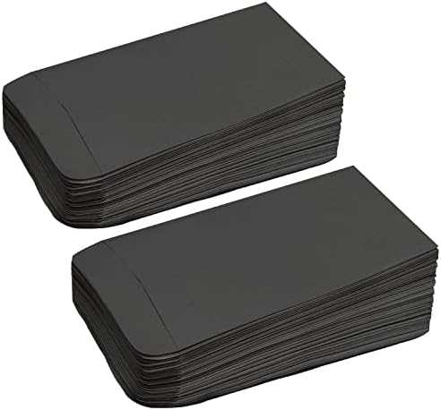 100Pcs Small Black Envelopes, Mini Seed Envelopes Seed Packets Kraft Paper Coin Envelopes Money Envelopes for Wages, Seeds, Coins, Beads or Stamps(10x6cm/3.9x2.4inch)