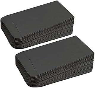 100Pcs Small Black Envelopes, Mini Seed Envelopes Seed Packets Kraft Paper Coin Envelopes Money Envelopes for Wages, Seeds, Coins, Beads or Stamps(10x6cm/3.9x2.4inch)